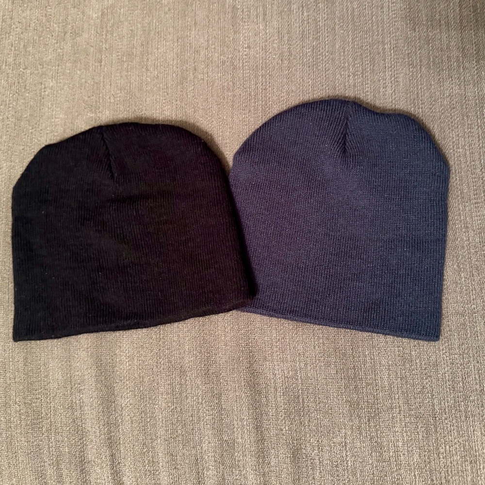 Men's Black and‎ Blue Beanie Set